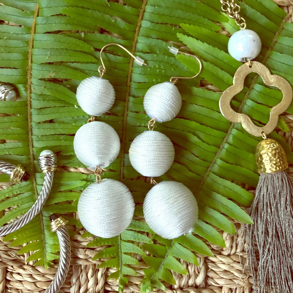 Beaded orb ball drop earrings